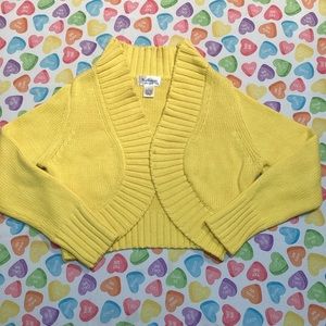 Katherine NY Womens Yellow Open Cardigan Long Sleeves Cropped Cable Ribb…